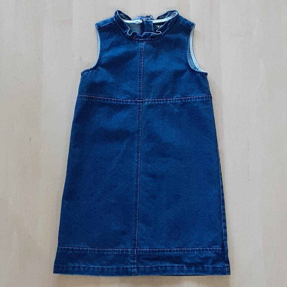 Kidpik Ruffle Neck Denim Dress #0011